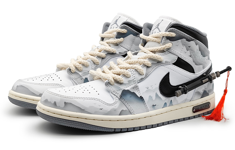 Lookbook [定制鞋] Air Jordan 1 Mid '墨江南' 554724-135(Team16-男款江湖孤影佩剑2.0)