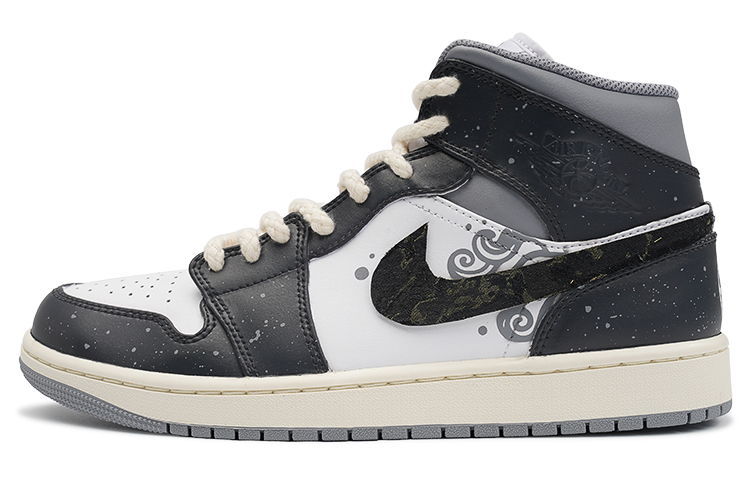 Buy [定制鞋款] Air Jordan 1 Mid '水墨画' 554724-135(TeamI-男款山海覆灭L黑白)