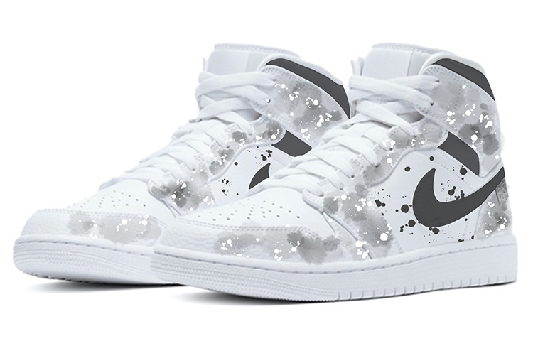 Lookbook [Zapatillas Personalizadas] Air Jordan 1 Mid 'Pintura en Tinta' 554724-129(TeamM-男款水墨丹青黑白灰)