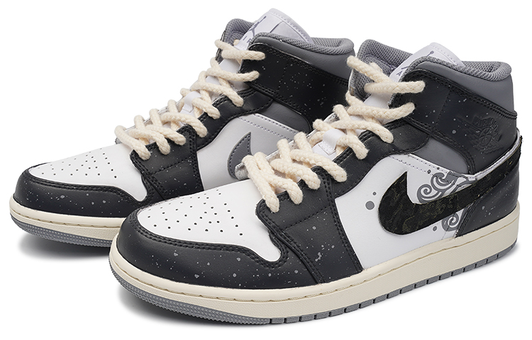 Lookbook [定制鞋款] Air Jordan 1 Mid '水墨画' 554724-135(TeamI-男款山海覆灭L黑白)