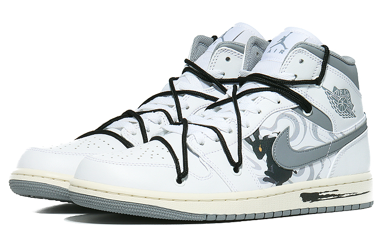Lookbook [Zapatillas Personalizadas] Air Jordan 1 Mid 'Ink Soul Rabbit' 554724-135(Team10-水墨魂兔)