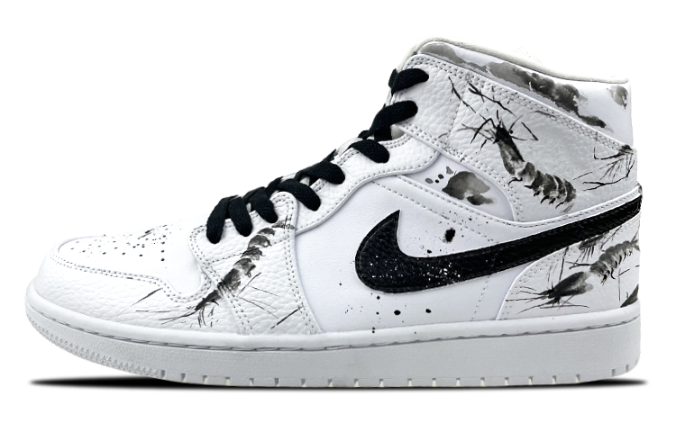 Buy [Zapatillas Personalizadas] Air Jordan 1 Mid 'Salpicadura de Tinta' 554724-126(Team叁-男款中国风水墨黑白灰)