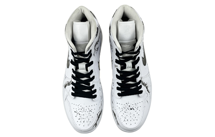 Shop [Zapatillas Personalizadas] Air Jordan 1 Mid 'Salpicadura de Tinta' 554724-126(Team叁-男款中国风水墨黑白灰)