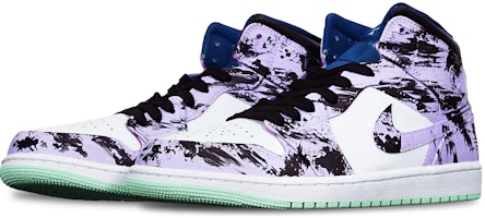 【客製球鞋】Jordan Air Jordan 1 Mid 藍薄荷 中國潮流水墨染中國風 手繪 限量特殊鞋盒 中幫 復古籃球鞋 男款 黑白紫 Lookbook 【客製球鞋】Jordan Air Jordan 1 Mid 藍薄荷 中國潮流水墨染中國風 手繪 限量特殊鞋盒 中幫 復古籃球鞋 男款 黑白紫