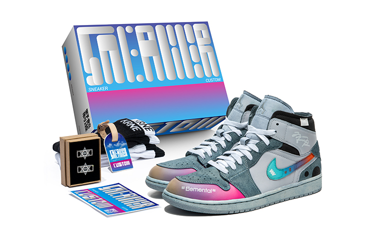 Buy AJ1 ミッド "オーロラグラデーション" (カスタム) DM9652-100(TeamB-男款炫彩浸染青F-BOX)