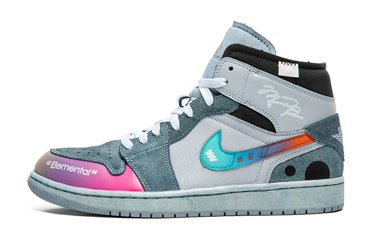 Order AJ1 ミッド "オーロラグラデーション" (カスタム) DM9652-100(TeamB-男款炫彩浸染青F-BOX)