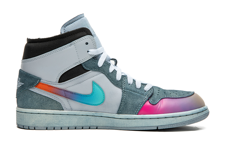 Lookbook AJ1 ミッド "オーロラグラデーション" (カスタム) DM9652-100(TeamB-男款炫彩浸染青F-BOX)