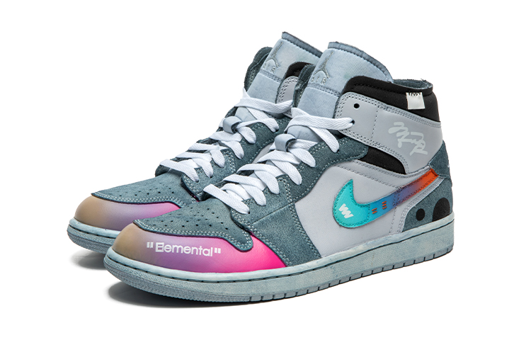 Shop AJ1 ミッド "オーロラグラデーション" (カスタム) DM9652-100(TeamB-男款炫彩浸染青F-BOX)