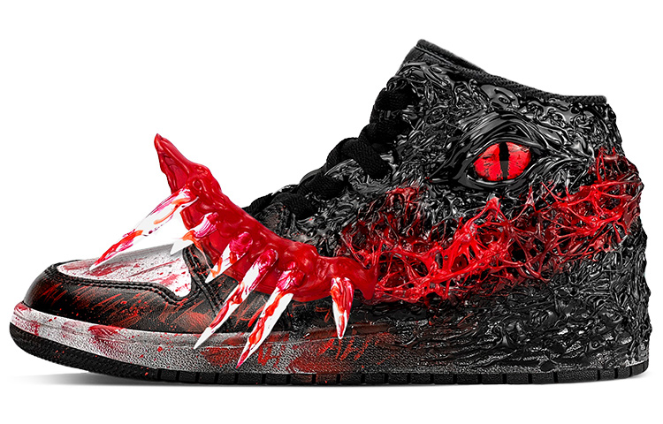 Buy 【定制球鞋】Air Jordan 1 Mid “Island Green” 異性鞋主題 暗黑小丑VS克蘇魯神話 憤怒的修格斯 芝加哥 中幫 籃球鞋 男款 黑紅