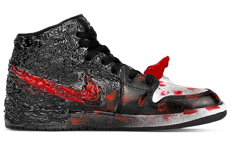 Order 【定制球鞋】Air Jordan 1 Mid “Island Green” 異性鞋主題 暗黑小丑VS克蘇魯神話 憤怒的修格斯 芝加哥 中幫 籃球鞋 男款 黑紅