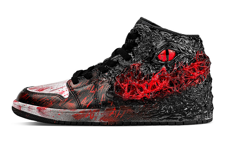 Buy 【定制鞋款】AJ1中帮'湖水绿 - 史蒂芬·金小丑回魂' 554725-132(TeamY-女款克苏鲁小丑回魂黑红)