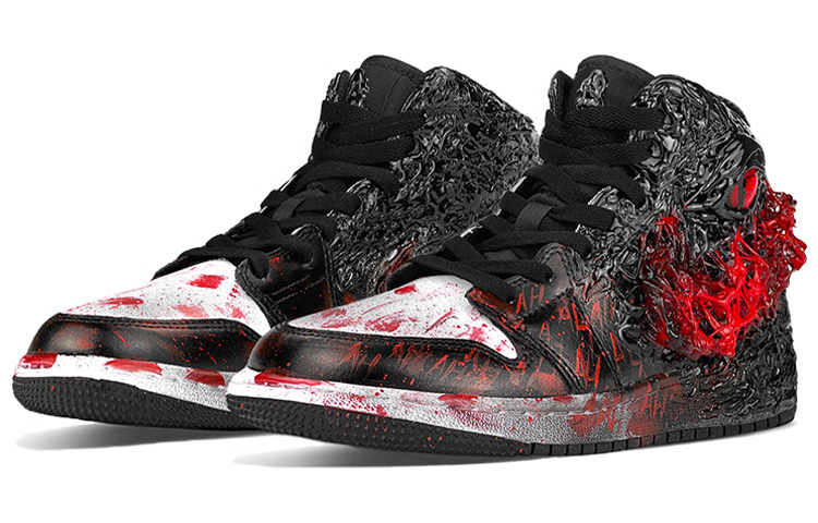 Lookbook 에어 조던 1 미드 '아일랜드 그린 - 공포의 대결' (50 characters) 554724-132(TeamY-男款克苏鲁小丑回魂黑红)