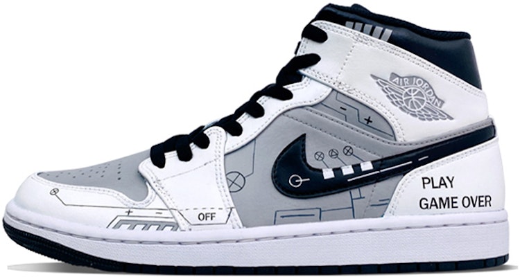 【定制球鞋】 Jordan Air Jordan 1 Mid "島嶼綠" 电玩主题 电路线 立体按键 中帮 复古篮球鞋 男款 白黑灰 Buy 【定制球鞋】 Jordan Air Jordan 1 Mid "島嶼綠" 电玩主题 电路线 立体按键 中帮 复古篮球鞋 男款 白黑灰