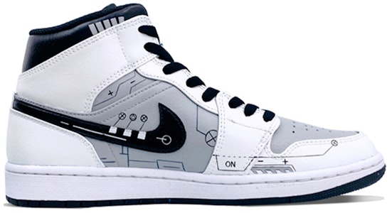 【定制球鞋】 Jordan Air Jordan 1 Mid "島嶼綠" 电玩主题 电路线 立体按键 中帮 复古篮球鞋 男款 白黑灰 Order 【定制球鞋】 Jordan Air Jordan 1 Mid "島嶼綠" 电玩主题 电路线 立体按键 中帮 复古篮球鞋 男款 白黑灰