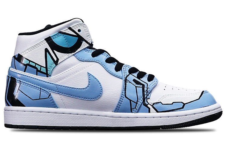 Order [Zapatos Personalizados] Air Jordan 1 Mid 'Arte Abstracto Verde Isla' 554724-132(Teamone-男款抽象艺术大学蓝Z)