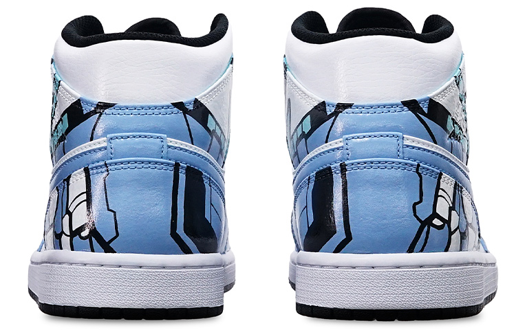 Shop [Zapatos Personalizados] Air Jordan 1 Mid 'Arte Abstracto Verde Isla' 554724-132(Teamone-男款抽象艺术大学蓝Z)