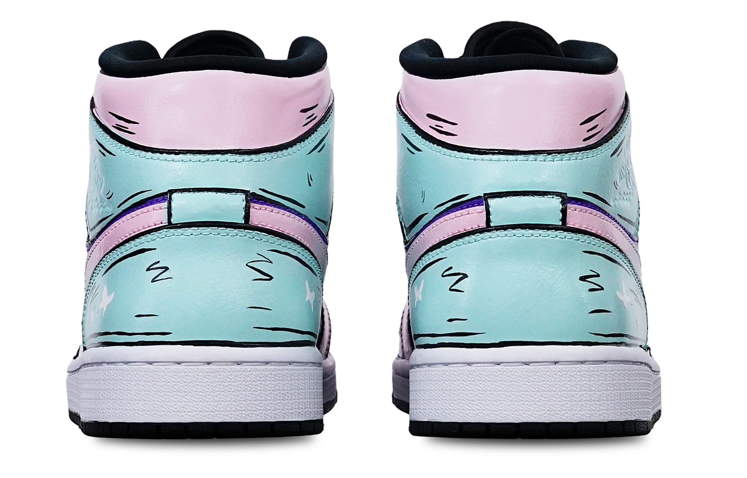 Shop 에어 조던 1 미드 '아일랜드 그린 나비' (커스텀) 554724-132(Teamone-男款蝴蝶忍粉绿粉红)