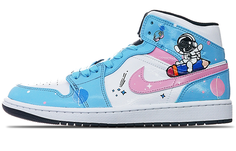 Buy [Kasut Tersuai] Air Jordan 1 Mid 'Hijau Pulau Angkasawan' 554724-132-(TeamT-宇航员北卡蓝S-BOX)