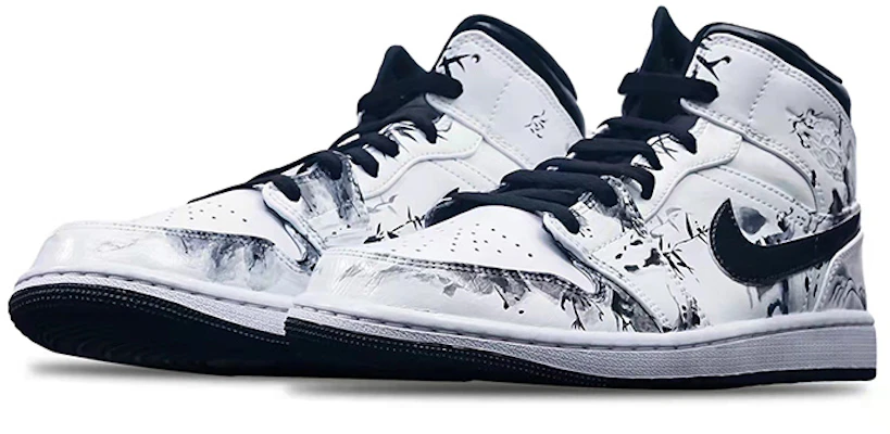 【定制鞋款】Air Jordan 1 Mid“岛屿绿竹墨” 554725-132(Teamone-女款国潮水墨竹叶Z) Lookbook 【定制鞋款】Air Jordan 1 Mid“岛屿绿竹墨” 554725-132(Teamone-女款国潮水墨竹叶Z)