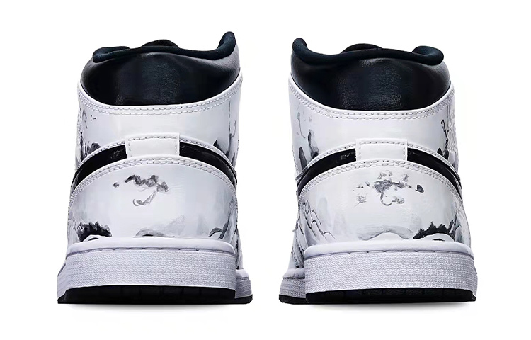 Shop [Zapatillas Personalizadas] Air Jordan 1 Mid 'Verde Isla Bambú Tinta' 554725-132(Teamone-女款国潮水墨竹叶Z)