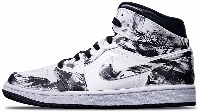 custom-shoes-air-jordan-1-mid-island-green-chinese-ink-graffiti