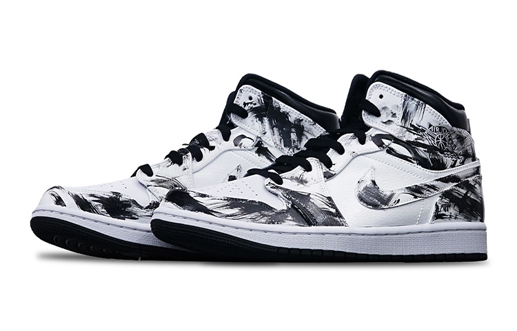 Lookbook 【定製球鞋】 Jordan Air Jordan 1 Mid "Island Green" 中國風水墨塗鴉 手繪噴繪國潮系列主題 中幫 復古籃球鞋 GS 黑白