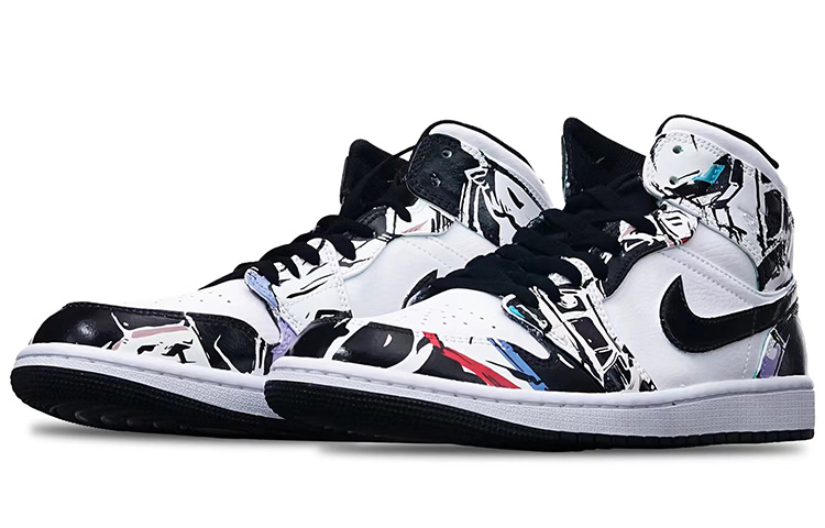 Lookbook Zapatillas Personalizadas Air Jordan 1 Mid "Isla Verde Cyberpunk" 554724-132(Teamone-男款赛博朋克红蓝黑)