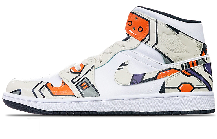 Buy [Zapatillas Personalizadas] Air Jordan 1 Mid 'Verde Isla Cyberpunk' 554725-132(TeamT-女款电玩主题米黄橙白)