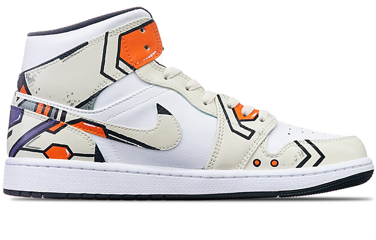 Order [Zapatillas Personalizadas] Air Jordan 1 Mid 'Verde Isla Cyberpunk' 554725-132(TeamT-女款电玩主题米黄橙白)