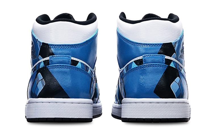 Shop [Sepatu Kustom] Air Jordan 1 Mid 'Hijau Pulau Cyberpunk' 554724-132(TeamT-男款机械风黑白蓝)