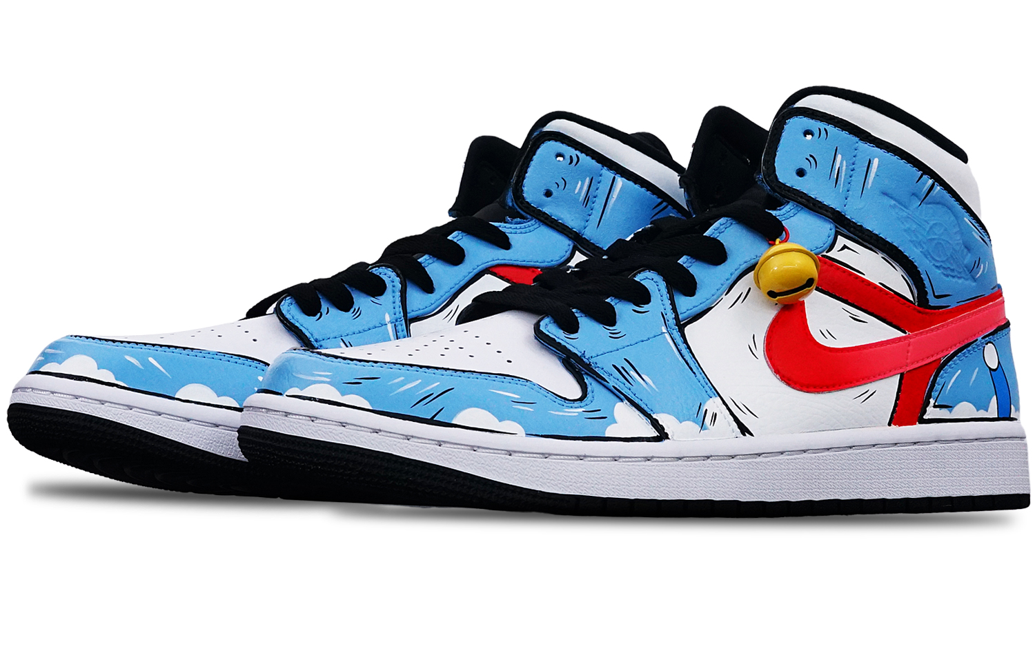 Lookbook [Zapatillas Personalizadas] Air Jordan 1 Mid 'Verde Isla Doraemon' 554724-132(Teamone-男款叮当蓝白红)