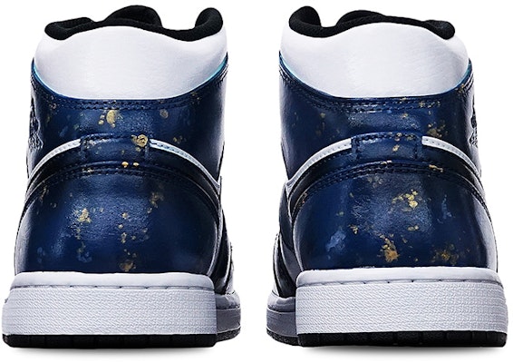 【定製球鞋】Jordan Air Jordan 1 Mid Island Green 漸變金點 手繪噴繪中國風 國潮系列主題 中幫 復古籃球鞋 男款 藍黑金 Shop 【定製球鞋】Jordan Air Jordan 1 Mid Island Green 漸變金點 手繪噴繪中國風 國潮系列主題 中幫 復古籃球鞋 男款 藍黑金