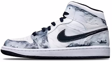 【定製球鞋】Jordan Air Jordan 1 Mid "Island Green" 國潮系列 水墨漁舟 中國風 中幫 復古籃球鞋 GS 黑白灰 Buy 【定製球鞋】Jordan Air Jordan 1 Mid "Island Green" 國潮系列 水墨漁舟 中國風 中幫 復古籃球鞋 GS 黑白灰