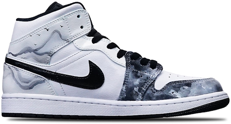 【訂製球鞋】 Jordan Air Jordan 1 Mid "Island Green" 國潮系列 水墨漁舟 中國風 中幫 復古籃球鞋 男款 黑白灰 Order 【訂製球鞋】 Jordan Air Jordan 1 Mid "Island Green" 國潮系列 水墨漁舟 中國風 中幫 復古籃球鞋 男款 黑白灰