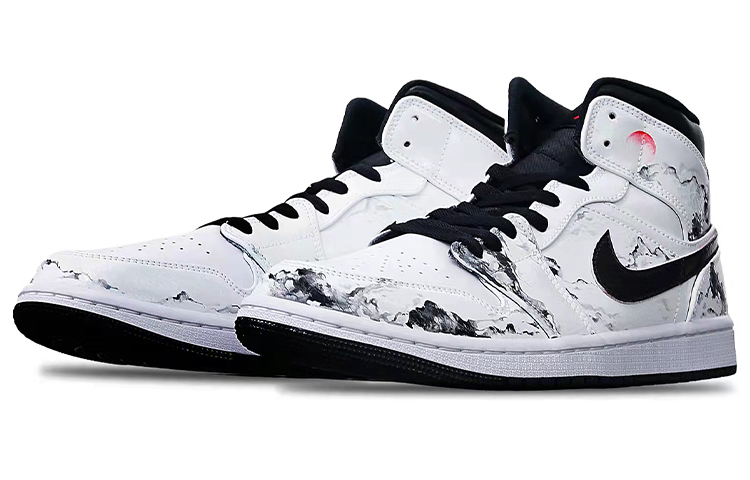 Lookbook [Kasut Custom] Air Jordan 1 Mid 'Island Green Ink Pagoda' 554724-075(Teamone-男款水墨宝塔黑白红Z)