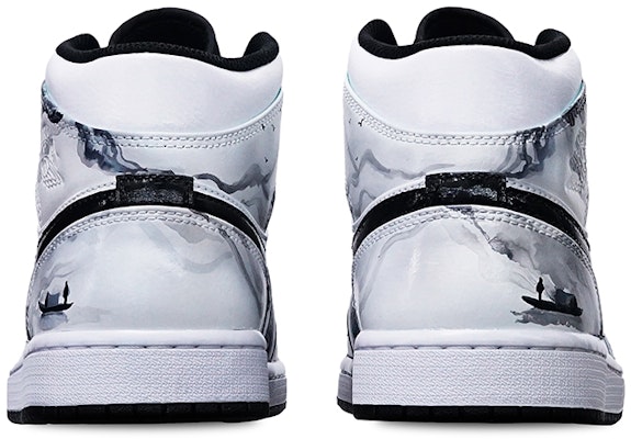 【訂製球鞋】 Jordan Air Jordan 1 Mid "Island Green" 國潮系列 水墨漁舟 中國風 中幫 復古籃球鞋 男款 黑白灰 Shop 【訂製球鞋】 Jordan Air Jordan 1 Mid "Island Green" 國潮系列 水墨漁舟 中國風 中幫 復古籃球鞋 男款 黑白灰