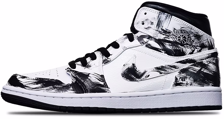 custom-shoes-air-jordan-1-mid-island-green-panda-chinese-ink-graffiti