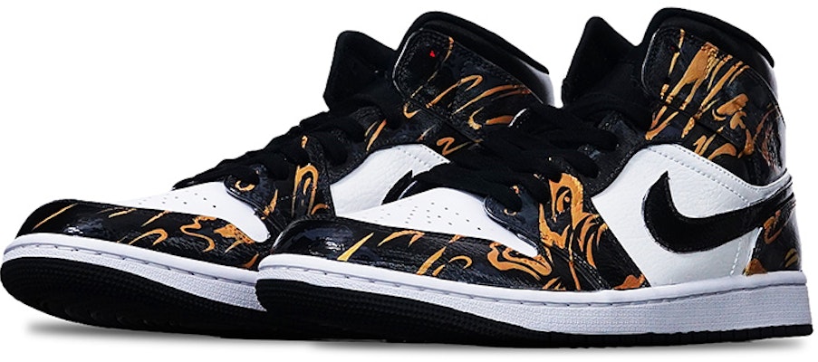 【訂製球鞋】Air Jordan 1 Mid "Island Green" 黑白熊貓 手繪噴繪中國風紋理 國潮系列主題 中幫 復古籃球鞋 男款 玫瑰金黑白 Lookbook 【訂製球鞋】Air Jordan 1 Mid "Island Green" 黑白熊貓 手繪噴繪中國風紋理 國潮系列主題 中幫 復古籃球鞋 男款 玫瑰金黑白