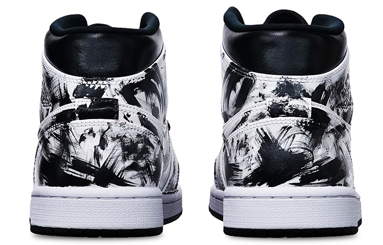 Shop 【カスタムシューズ】エアジョーダン1ミッド「アイランドグリーンパンダ中国墨グラフィティ」 554724-132(TeamT-男款水墨涂鸦黑白)