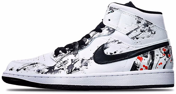 custom-shoes-air-jordan-1-mid-island-green-splatter-plum-blossom