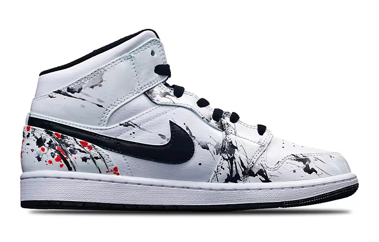 Order 에어 조던 1 미드 '아일랜드 그린 스플래터 매화' (커스텀) 554725-132(Teamone-女款国潮泼墨梅花Z)