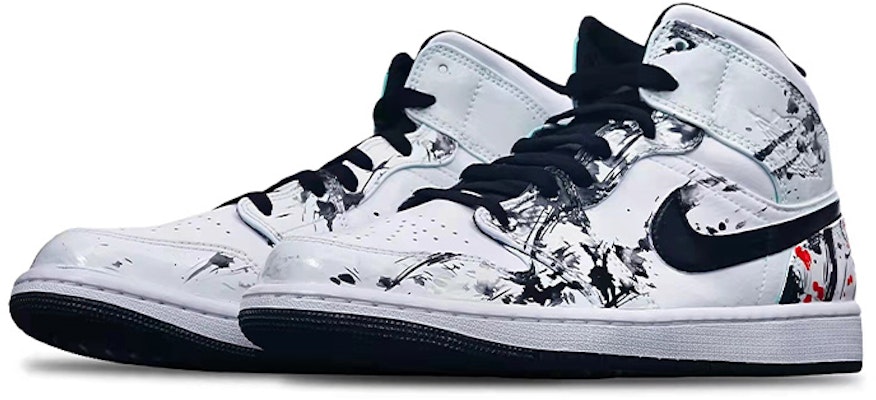 에어 조던 1 미드 '아일랜드 그린 스플래터 매화' (커스텀) 554725-132(Teamone-女款国潮泼墨梅花Z) Lookbook 에어 조던 1 미드 '아일랜드 그린 스플래터 매화' (커스텀) 554725-132(Teamone-女款国潮泼墨梅花Z)