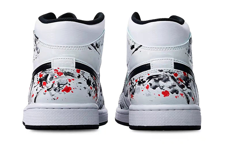 Shop 에어 조던 1 미드 '아일랜드 그린 스플래터 매화' (커스텀) 554725-132(Teamone-女款国潮泼墨梅花Z)