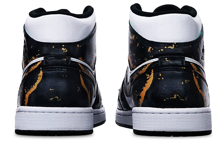 Shop 【定制鞋款】Air Jordan 1 Mid '岛屿绿色飞溅涂鸦' 554724-132(TeamT-男款泼墨涂鸦玫瑰金黑白)