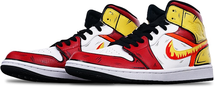 에어 조던 1 미드 '탄지로 섬세라믹' (Air Jordan 1 Mid 'Tanjiro Seoseuramik') 554724-132(Teamone-男款杏寿郎黄白红) Lookbook 에어 조던 1 미드 '탄지로 섬세라믹' (Air Jordan 1 Mid 'Tanjiro Seoseuramik') 554724-132(Teamone-男款杏寿郎黄白红)