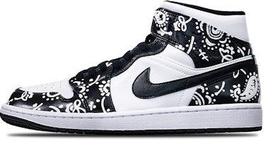 【定制球鞋】Jordan Air Jordan 1 Mid Island Green Vibe風格 手繪噴繪腰果花 潮男節主題 中幫 復古籃球鞋 男款 黑白 Buy 【定制球鞋】Jordan Air Jordan 1 Mid Island Green Vibe風格 手繪噴繪腰果花 潮男節主題 中幫 復古籃球鞋 男款 黑白