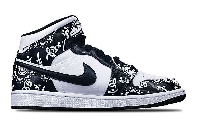 Order [Kasut Custom] Air Jordan 1 Mid 'Island Green Vibe' 554725-132(TeamT-女款腰果花黑白)