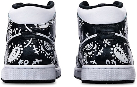 【定制球鞋】Jordan Air Jordan 1 Mid Island Green Vibe風格 手繪噴繪腰果花 潮男節主題 中幫 復古籃球鞋 GS 黑白 Shop 【定制球鞋】Jordan Air Jordan 1 Mid Island Green Vibe風格 手繪噴繪腰果花 潮男節主題 中幫 復古籃球鞋 GS 黑白