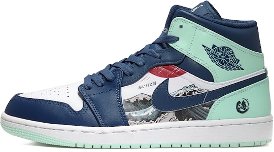 【定制球鞋】 Jordan Air Jordan 1 Mid 赤日海浪 日式風 浮世繪 中幫 復古籃球鞋 男款 藍薄荷 Buy 【定制球鞋】 Jordan Air Jordan 1 Mid 赤日海浪 日式風 浮世繪 中幫 復古籃球鞋 男款 藍薄荷