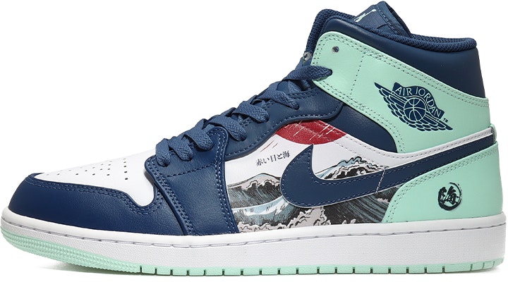 【定制鞋款】Air Jordan 1 Mid '日本浮世绘蓝薄荷' 554724-413(Team10-赤日海浪男QD) Buy 【定制鞋款】Air Jordan 1 Mid '日本浮世绘蓝薄荷' 554724-413(Team10-赤日海浪男QD)